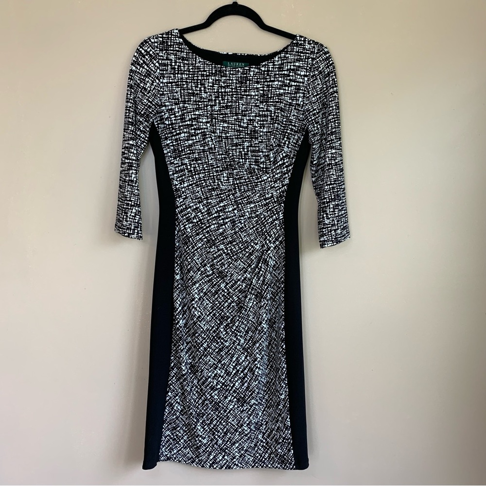 Ralph Lauren Black & White Stretchy Fitted Sheath Dress | 4